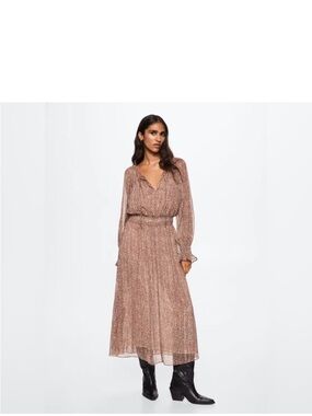 Mango Long-Sleeve Leopard Print Maxi Dress